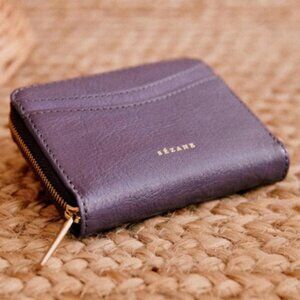 EUC Sezane Small Auguste Wallet - Purple Leather